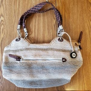 The Sak Indio Crochet Hobo Bag Purse Neutral Tones